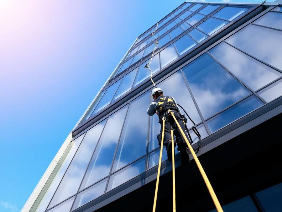 Vidrios en altura — edificio corporativo